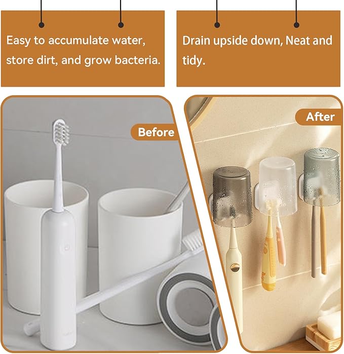 ZDZBLX Toothbrush Holders for Bathrooms, Razor Holder for Shower, Self Adhesive Tooth Brushing Holder Wall Mounted, Toothbrush Organizer for Shower Hanging Towel, Waterproof Hook for Bathroom, 6Pcs