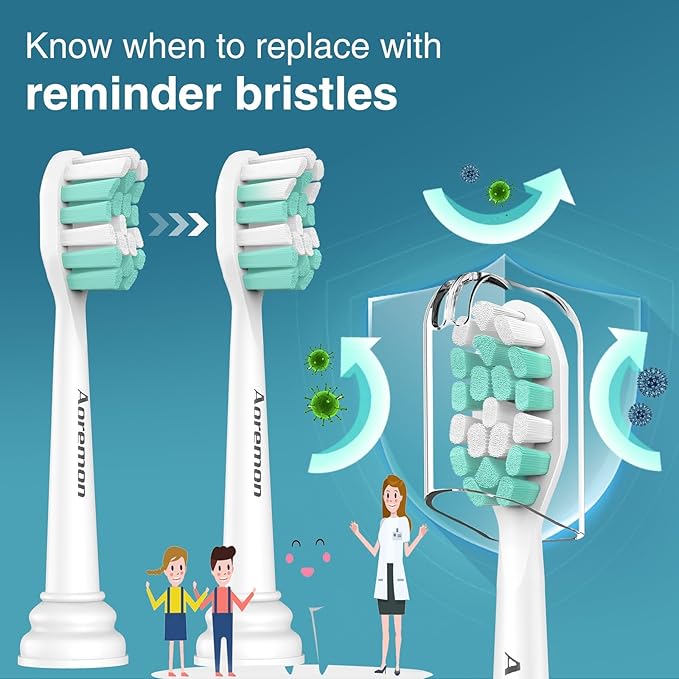 Aoremon Replacement Heads for Philips Sonicare 4100 5100 5300 6100 Electric Toothbrush and fit for Most Phillips Sonicare Click-on Model-10 Pack