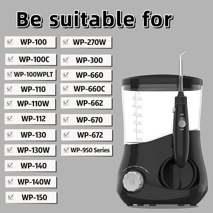 Replacement Hose and Handle Parts Compatible with Waterpik Replacement Parts - Waterpik Water Flosser WP-100 WP-300 WP-660 WP-900 Series Oral Irrigator, Oral Hygiene Accessories(Slide Switch, Black)