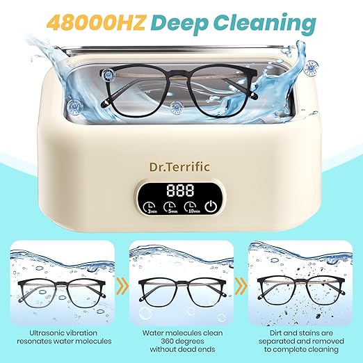 Ultrasonic Jewelry Cleaner, Extra-Large Cavity, 700ml,48000Hz Ultrasonic Cleaner Machine for Jewelry, Eyeglasses, Rings, Watch,Three Cleaning Modes, Latest Model Machine,M9B201