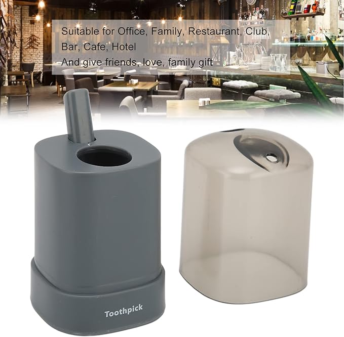 ZJchao Toothpick Dispenser, Automatic Popping Up Toothpick Holder, Black, PP Material, Compact, 80 Toothpicks Capacity