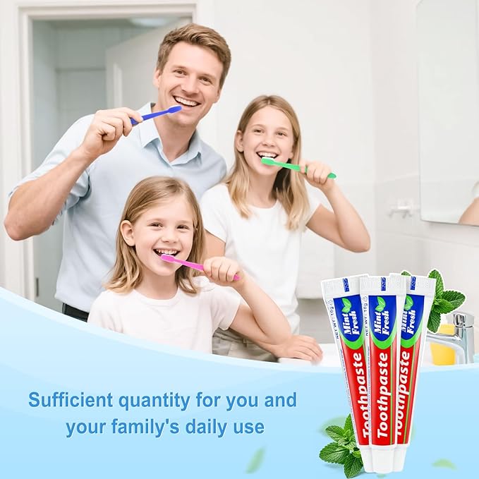 60 Tubes Bulk Travel Size Mini Toothpaste, 0.35 oz Disposable Mint Flavor Pocket Teeth Paste Small Essential Toothpaste for Travel, Home/Hotel/Guests/Charity/Homeless/Camping Oral Care (Single Use)