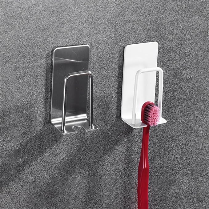 Gatuida Stainless Steel Toothbrush Holders Wall Mounted 2pcs Adhesive Electric Toothbrush Rack for Bathroom Cup Organizer