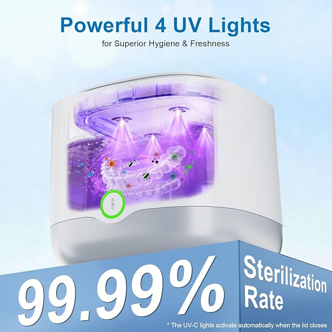 Ultrasonic Retainer Cleaner, 45kHz Retainer Cleaner Machine UV-C Dental Cleaning Pod Lights, 24W, 4000mAh, 200ml, for Denture, Night Guard, Mouth Guard, Aligner, Brace, Multiple