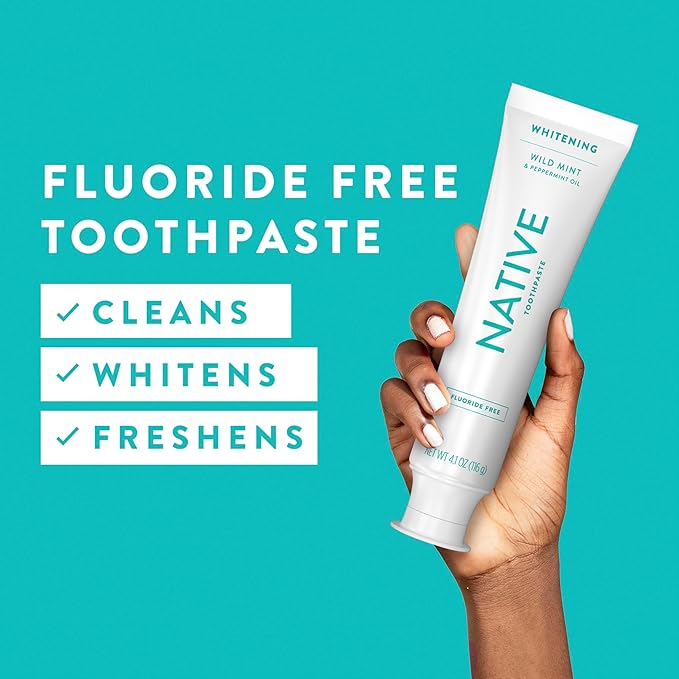 Native Whitening Wild Mint & Peppermint Oil Fluoride Free Toothpaste, 4.1 oz Pack of 3