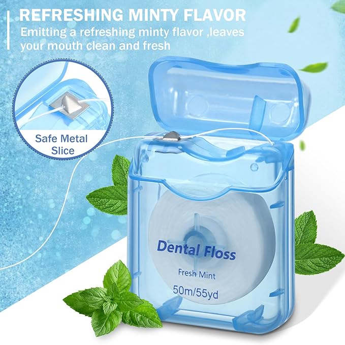 Honeydak 150 Pack Dental Floss Bulk Mint Flavored Floss 50m Each Travel Dental Floss Oral Care for Teeth and Gum Protection (Multicolor)