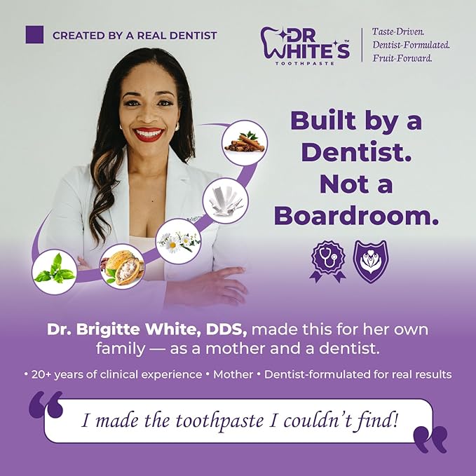 Dr. White’s Fruit by Design™ Line — Passion Fruit Kiss Fluoride-Free Nano-Hydroxyapatite Toothpaste, 3.5 oz | Mint-Free | Dentist-Formulated | Enamel-Identical Mineral Care