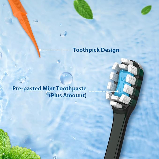 40Pack Disposable Toothbrush with Pre-Pasted Toothpaste 5-in-1 Mini Travel Toothbrush Deep Clean with Toothpick, Flosser, Tongue Scraper for Superior Oral Hygiene, Individually Wrapped