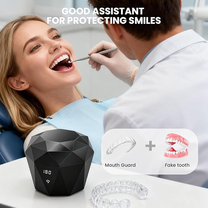15W Ultrasonic Retainer Cleaner with 2 * 2000mAh Rechargeable Battery, LUMYSPACE 43±5KHz Denture Cleaner Machine, Digital Timer & U-V-C Lights for Braces Night Guard Mouthguard Aligners Jewelry