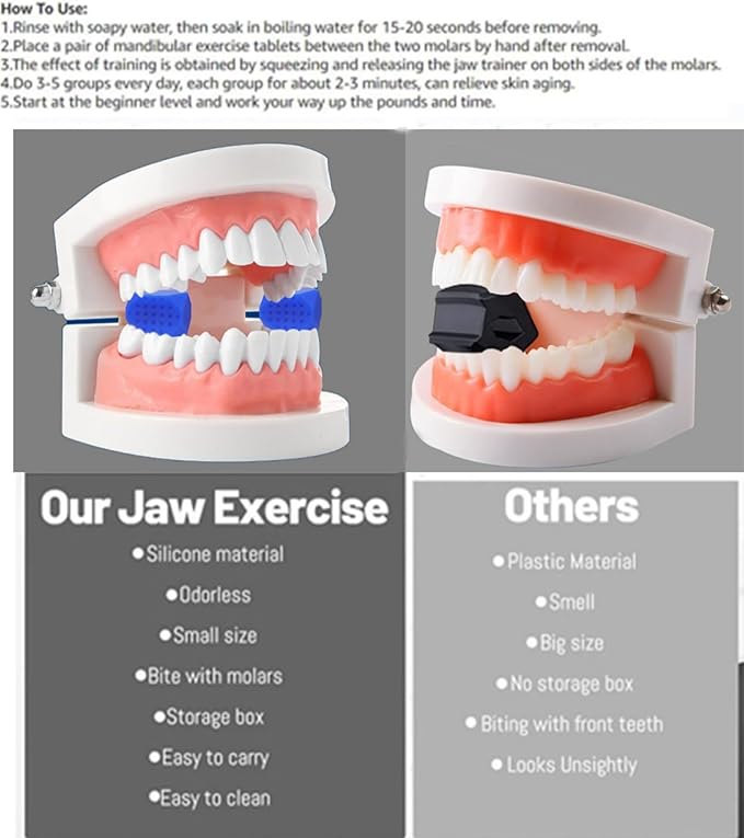 Jaw Exerciser for Men Women 6 Pcs Jaw Trainer Silicone Face Chew Jawline Shaper & Strengthener-Jaw Toner Tablets-Jaw Line Chewing Gum-3 Resistance Levels-Double Chin Reducer-Neck Trainers Beauty Tool (colorful1)