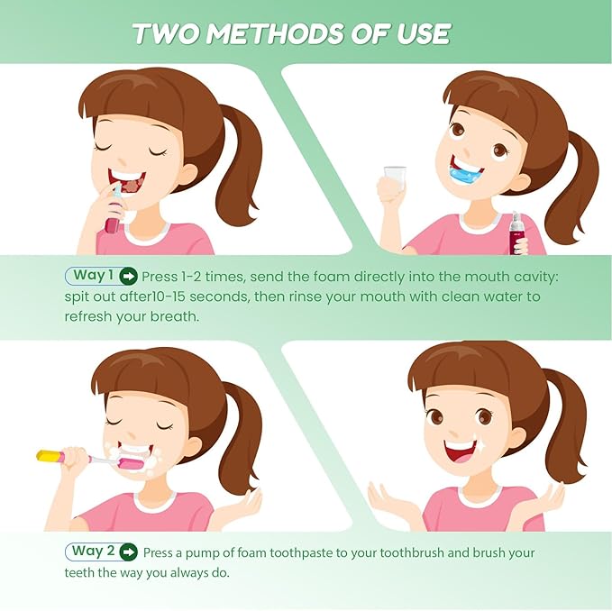 Kids Foam Fluoride Free Toothpaste with Watermelon and Orange Mint Flavor, Toddler Natural Teeth Deep Cleaning Toothpaste for U Shaped Toothbrush