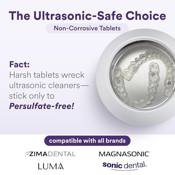 Weiss Naturals Retainer Cleaner Tablets, Invisalign Cleaner, Remove Stains, Odors & Plaque, PERSULFATE FREE Night Guard & Denture Cleaner 1-Month Supply, 30 Grape Scented Tablets