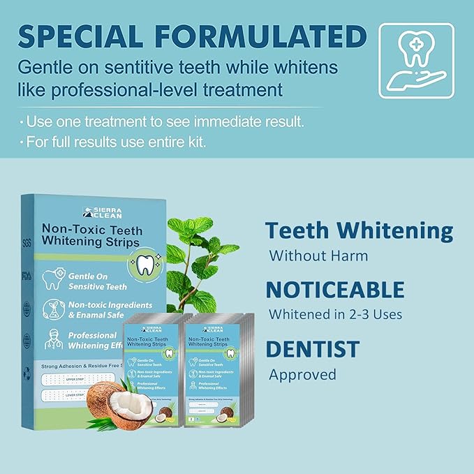 Teeth Whitening Strips 14 Treatments Kit - Sensitive Teeth Whitener, Enamel Safe, Deep Stains Removal, Dentist Recommended, Fast Results Without The Harm - 28 Strips