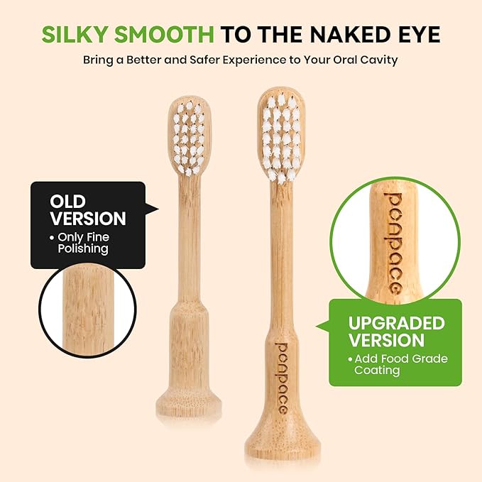 Bamboo Toothbrush Heads Compatible with AquaSonic, Soft Castor-Oil Bristles, Biodegradable Toothbrush Replacement Heads, Eco-Friendly & Daily Cleaning