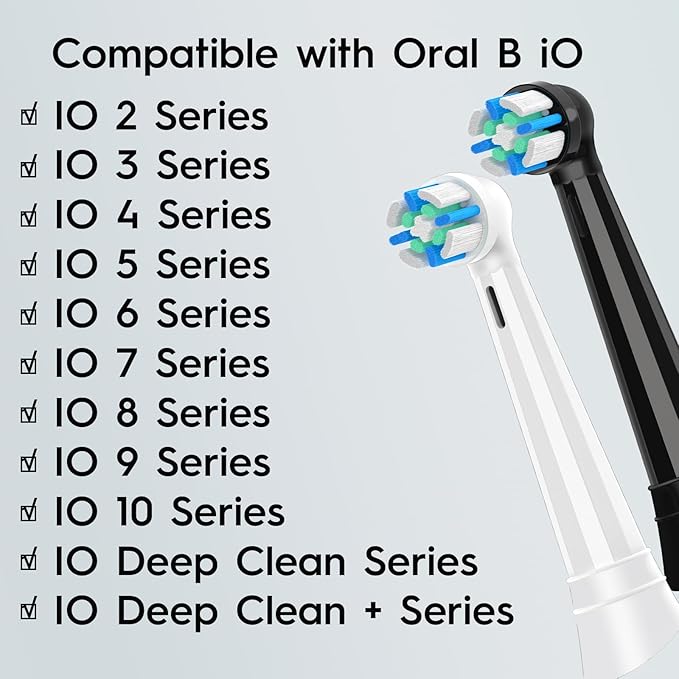 8 PCS IO Replacement Heads Compatible with Oral b IO 2/3/4/5/6/7/8/9/10 Series Electric Toothbrush, Brush Heads Refills Compatible with Oral B IO (Black/White)