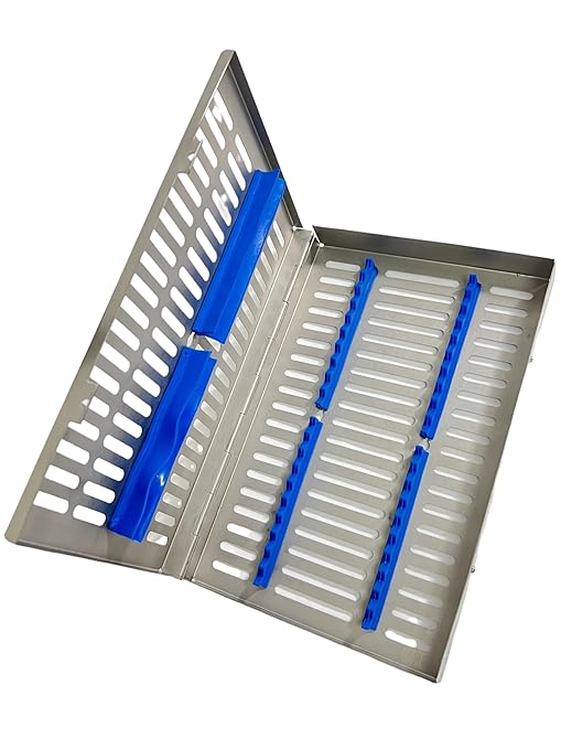ArtLab-Dental Instrument Sterilization Cassette Rack Box (for 20 Pieces) for Dental Instruments Organizer and Dental Hygiene Sterilization Cassettes Rack Box (20 Slot-Blue)