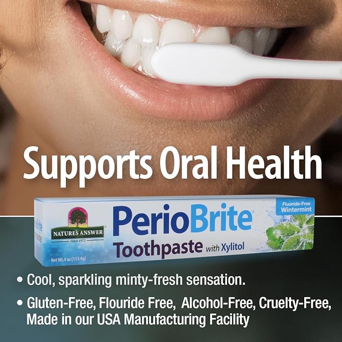 Nature's Answer Periobrite Whitening Toothpaste | Soothes & Refreshes | Gluten-Free, Flouride-Free Soy-Free & Vegetarian | Not Tested On Animals | No Artificial Sweeteners 4oz (2 Pack)