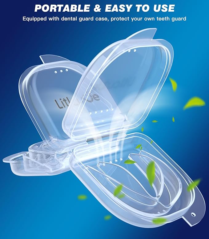 Litlcutie Mouth Guard for Grinding Teeth at Night,Teeth Grinding Mouth Guard for Sleep,Night Guards for Teeth Grinding,4 Pack/2 Size,Transparent