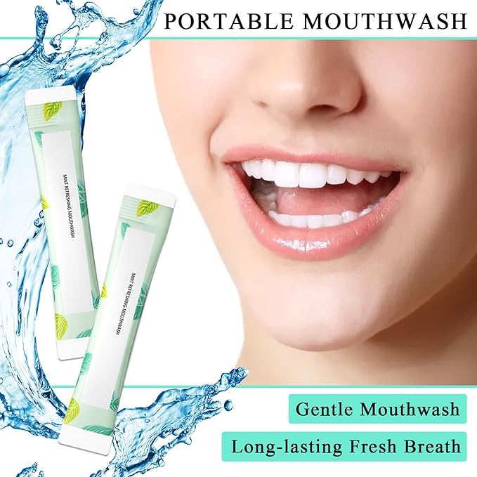 Travel Size Mouthwash,Mini Mouthwash Travel Size Bulk Portable Mouth Wash Set,Individual Small Travel Mouth Wash Packets for Fresh Breath(Pack of 60) A12