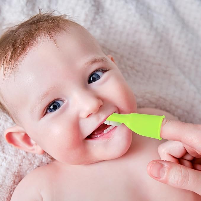 Socub Baby Finger Toothbrush, 2Pcs Upgraded First Finger Toothbrush for Infants & Toddlers, Training Toddler Tooth Brush for Gentle Oral Care, Cleans All Sides at Once, BPA Free, 3Month+