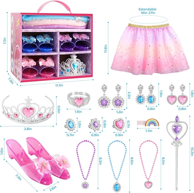 Princess Dress Up Toys and Jewelry Boutique, Girls Role Play Gift Set, Kids Toys for 3-6 Years Girl, Birthday Party Favors, Pretend Play Gifts for Little Girls Aged