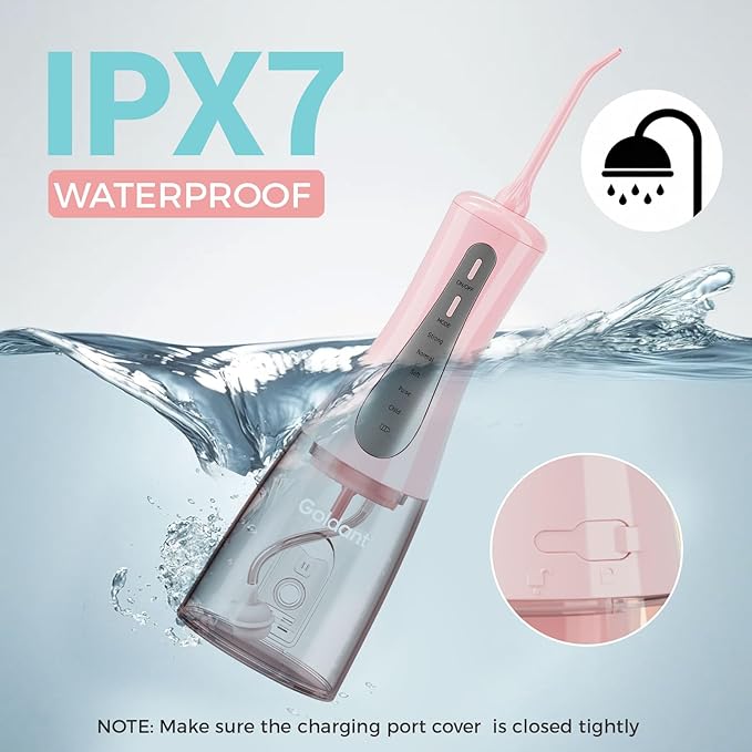 2026 Upgrade Portable Cordless Water Flosser, 350ML Tank & Travel Storage Bag, 5 Modes IPX7 Waterproof for Home & Travel, USB Rechargeable Electric Dental Flosser for Teeth Cleaning (Pink)