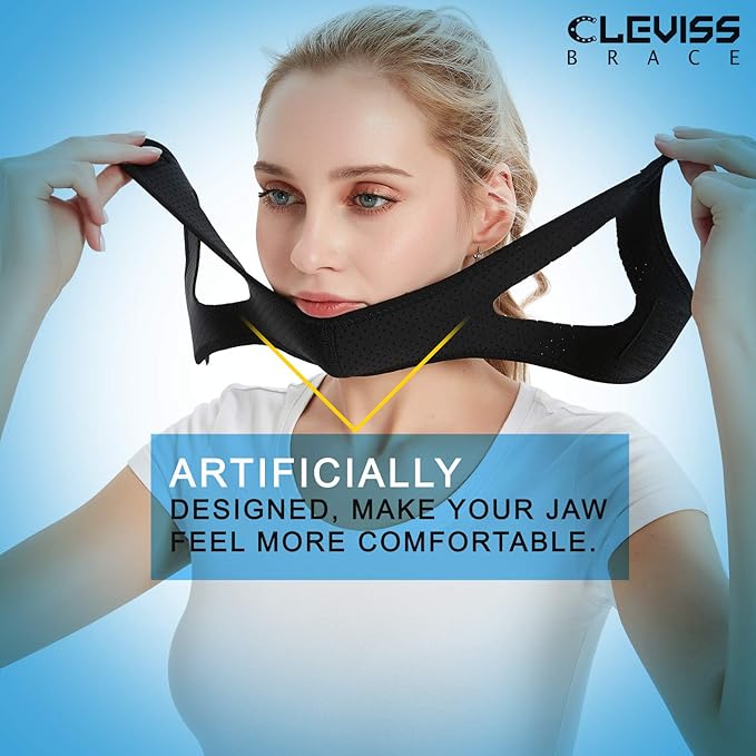 Adjustable Anti Snoring Chin Strap for CPAP Users - Breathable Snore Stopping Device Face Mask Bandage Keeping Mouth Closed - Chin Strap for Snoring for Men and Women (Blue)