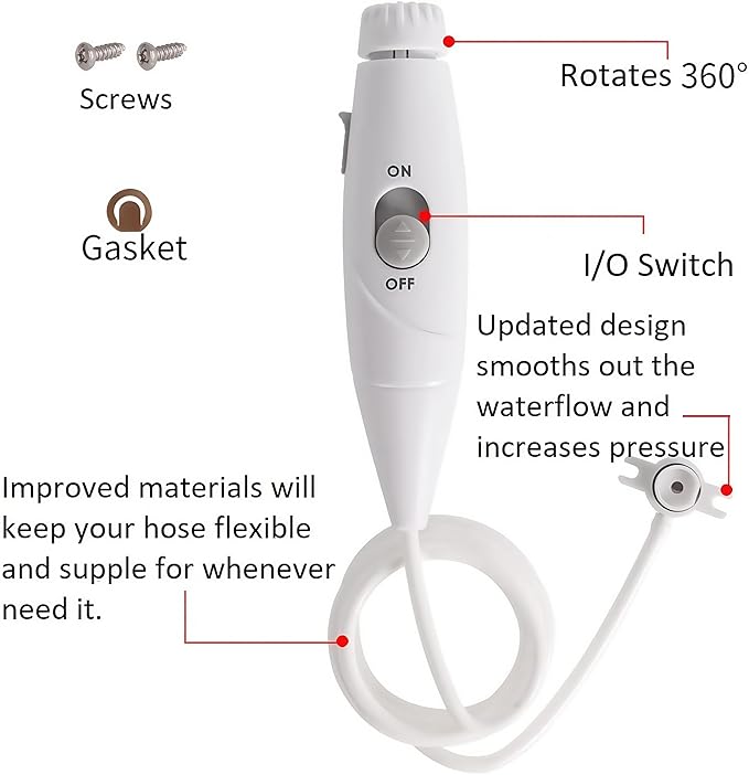 Replacement Hose and Handle Parts for Waterpik Aquarius Water Flosser (WP-660 & WP-670 Series) Oral Hygiene Accessories Water Hose Plastic Handle Compatible