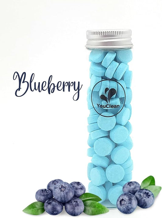 90 Toothpaste Tablets in Refill/Recycle Glass Tube - for Travel and Daily Home Office Use - Nano Hydroxyapatite, Fluoride-Free, Vegan (Blueberry90)