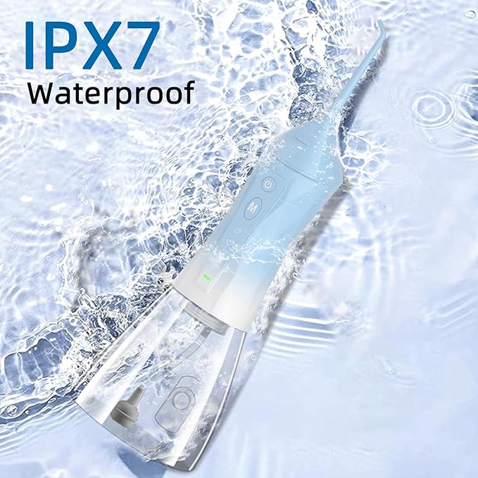 Water Dental Flosser Teeth Pick: Portable Cordless Oral Irrigator 320ML Rechargeable Travel Irrigation Cleaner with 5 Flossing Tips, IPX7 Waterproof Electric Flossing Machine for Teeth Cleaning