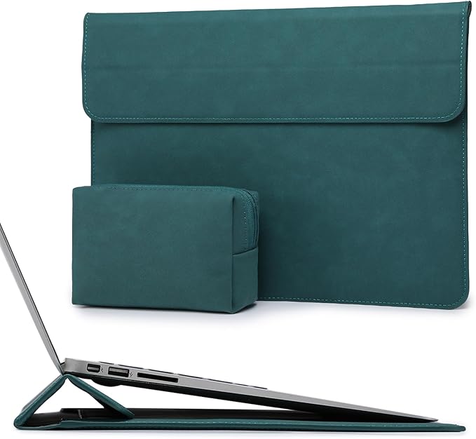 HYZUO 13.3-14 Inch Laptop Sleeve Case with Stand Feature for MacBook Pro 14 M5/M4/M3/M2/M1 2026-2021, MacBook Pro/Air 13.3, 13" 13.5" 13.8" Surface Laptop, HP Spectre X360 13/14, Dark Green