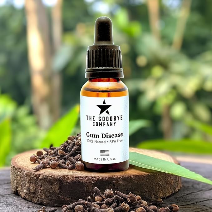 The Goodbye Company Gum Disease Treatment - 100% Pure Neem & Clove Oil - Natural Gingivitis Remedy - Non-Toxic, BPA-Free Oral Care - Fast-Acting Gum Healer (30ml)