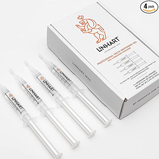 Linhart Whitening Gel Refills - 35% Carbamide Peroxide, 3mL Syringes for at-Home Teeth Whitening - Same Formula Used by Dentists in NYC - Minimizes Sensitivity, Maximizes Brightness - Pack of 4
