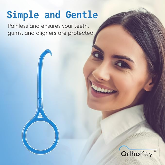 OrthoKey Aligner Remover - Versatile Clear Aligner & Retainer Removal Tool - Hygienic Invisalign Remover, Denture Grabber - Portable & Durable, Fits Dental & Aligner Cases - (Blue, 1-Pack)