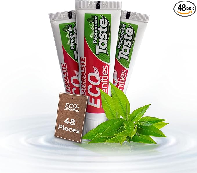 ECO Amenities Travel Size Bulk Toothpaste - 1oz (Bulk Pack - 48 Tubes) Peppermint Toothpaste Travel- Sized for Guests Fresh Scent Hotel Toiletries