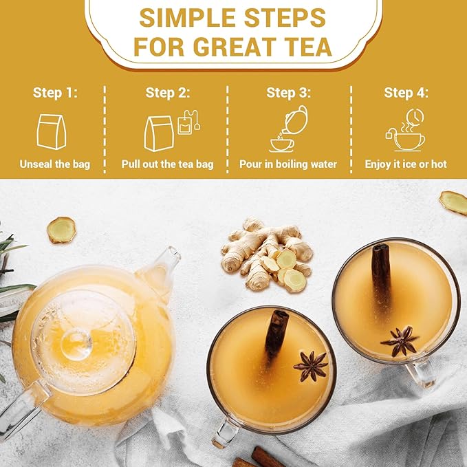 Turmeric Ginger Cinnamon Tea Bags, No Sugar, No Caffeine, 120 Count
