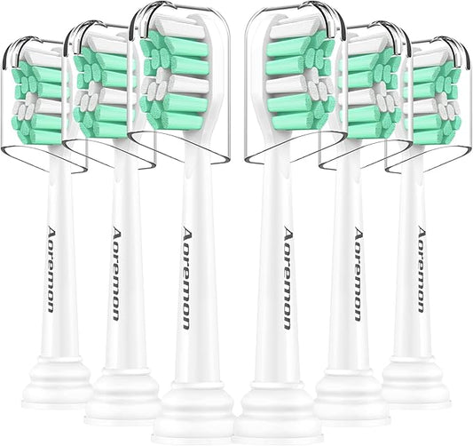 Aoremon Replacement Heads for Philips Sonicare ProtectiveClean 4100 5100 6100 and More Click-on Toothbrush, 8 Standard Replacement Toothbrush Heads
