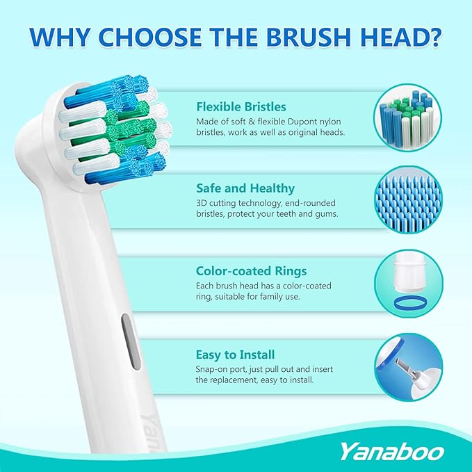 8 Pack Replacement Toothbrush Heads Compatible Brush Heads for Most Braun Oral-B Vitality Professional Care Pro Smart Genius Electric Toothbrushes