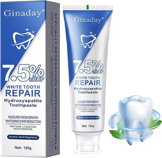 Hydroxyapatite Toothpaste, Deep Cleaning Care Oral Health for Enamel Protection and Tooth Strengthening Fresh Breath. (1Pcs)