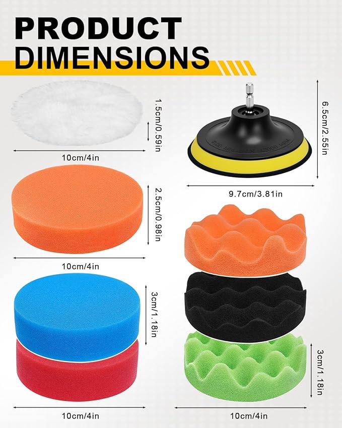 18Pcs Decal Remover Wheel Kit, Rubber Wheel for Tape Sticker Adhesive Removal Tool, with Serrated&Solid Eraser Wheel, Polishing Pads and Razor Blades