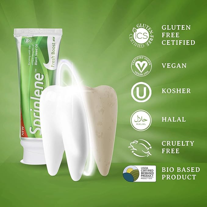 SprinJene Original Fresh Boost | Cavity Protection Toothpaste with Fluoride for Fresh Breath & Healthy Teeth | 2 Pack