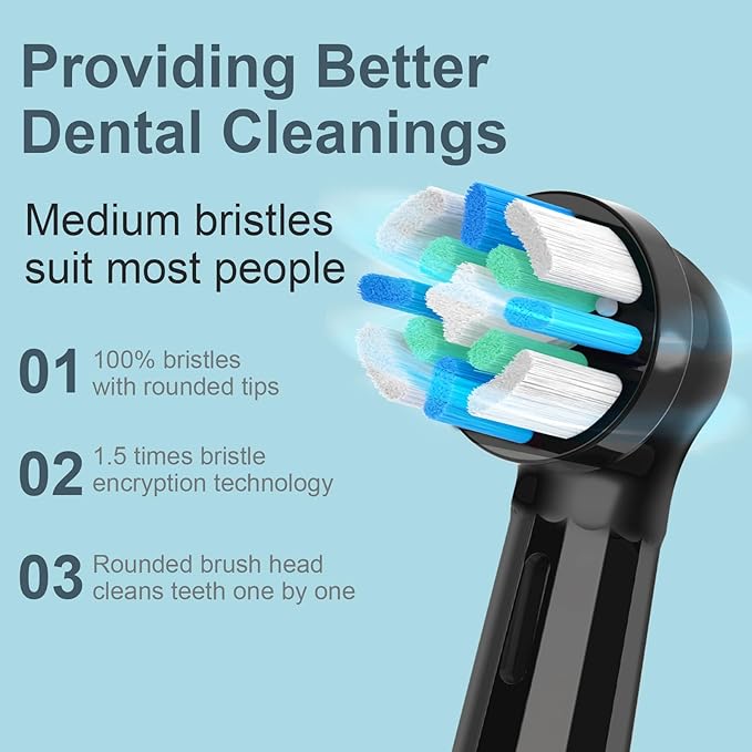 10 PCS Replacement Heads Compatible with Oral B IO 2/3/4/5/6/7/8/9/10/Deep Clean Series Electric Toothbrush, Medium Softness Brush Heads Compatible with Oral B IO for Teeth and Gums Care (Black)