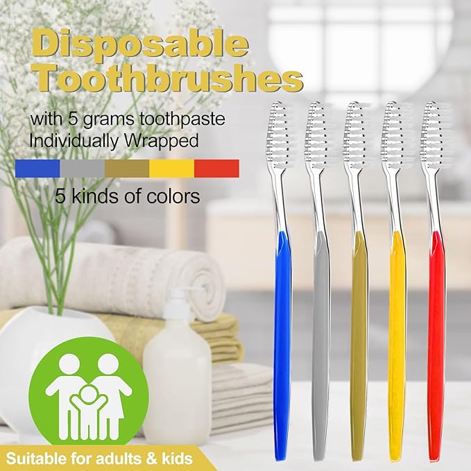 Disposable Toothbrushes with Toothpaste and Comb for Homeless Individually Wrapped-Suitable for Hotel,Air Bnb,Shelter/Homeless/Nursing Home/Charity (200PCS)