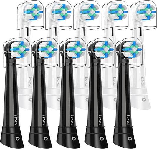 IO Replacement Heads Compatible with Oral B iO 2/3/4/5/6/7/8/9/10/Deep Clean Electric Toothbrush, Brush Heads Compatible with IO for Teeth Clean (10 Black/White)