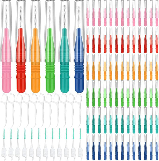 450 PCS Interdental Brushes Dental Floss Picks for Teeth Cleaning with Soft and Bendable Bristles Efficient Orthodontic Braces Oral Care Tooth Picks Flossers Cleaning Tools