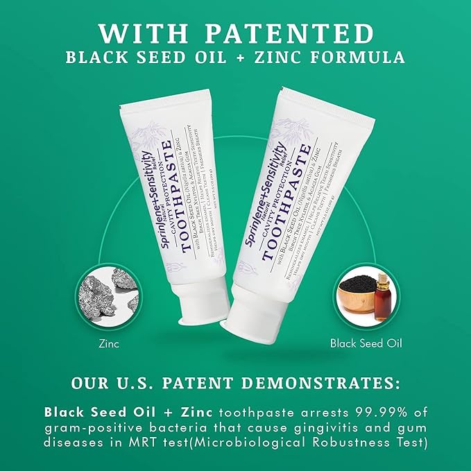 SprinJene Natural Toothpaste + Sonic Toothbrush - Cavity Protection for Sensitivity Relief of Teeth and Gums with Fluoride, Fresh Breath, Helps Dry Mouth - Vegan, Dye-Free, and SLS Free Toothpaste