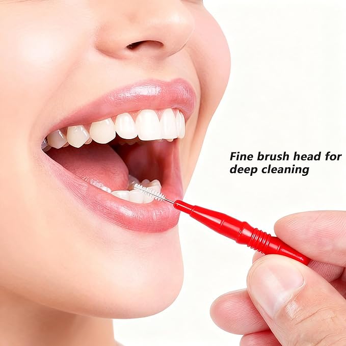 HOMSFOU 50 Pcs Care Tool Interdental Tooth Floss: Plastic Tooth Floss Toothpick 2.5mm, Dental Head for Daily Oral Hygiene, Teeth Cleaning Tool & Oral Care Accessories for Home & Travel, Red