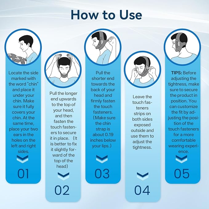 Chin Strap for Sleeping with 4-Side Adjustment, Anti Snoring Chin Strap Elasticity for Adults, Anti Snoring Devices Breathable and Durable, Snore Stopper for CPAP Users, Gray, M, 2packs