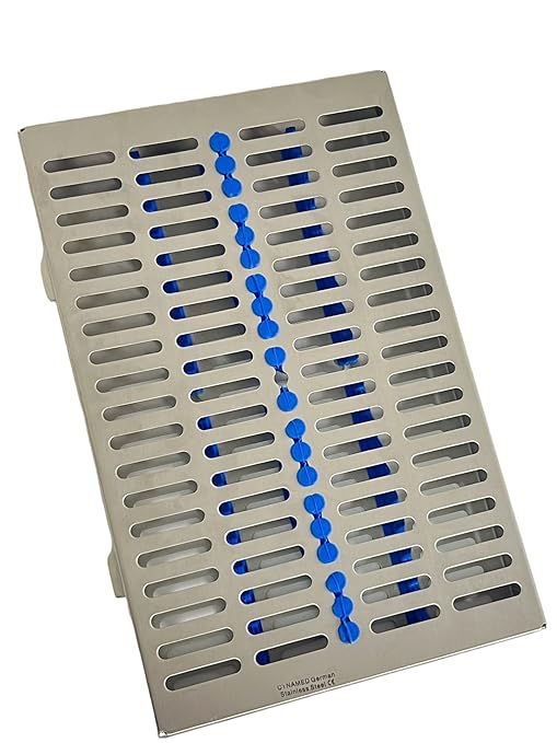 ArtLab-Dental Instrument Sterilization Cassette Rack Box (for 20 Pieces) for Dental Instruments Organizer and Dental Hygiene Sterilization Cassettes Rack Box (20 Slot-Blue)