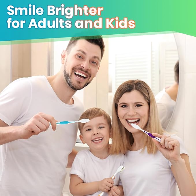 100 Pack Individually Wrapped Bulk Toothbrushes for Adults & Kids, Disposable Tooth Brush, Medium Soft Bristles for Travel, Donations, Hotels